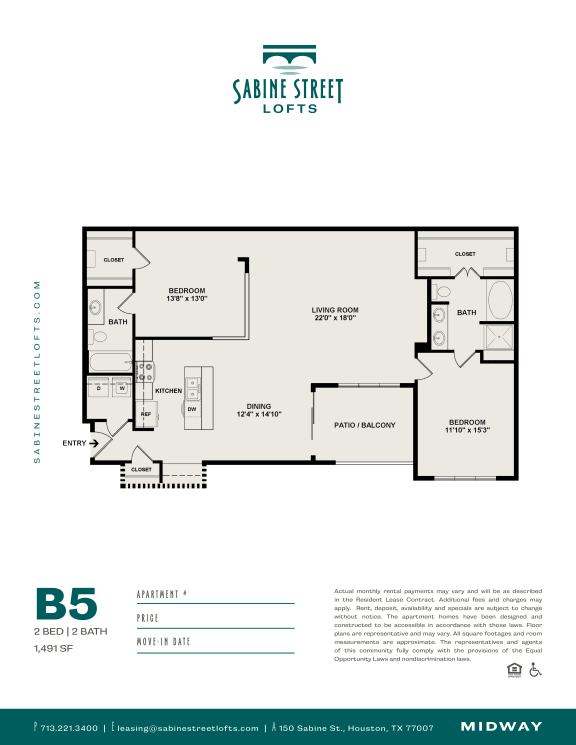 Apartment Floor Plans of Sabine Street Lofts in Houston, TX